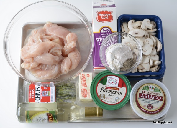 ingredients for creamy asiago mushroom chicken | recipe on NoBiggie.net