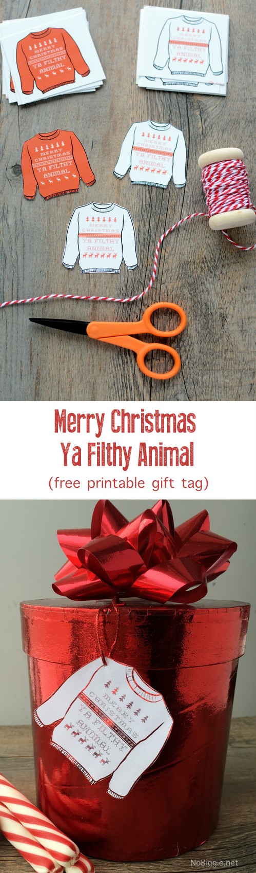Merry Christmas Ya Filthy Animal (free printable gift tags) | NoBiggie.net
