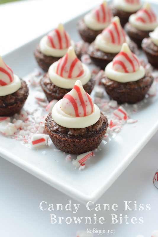 candy cane kiss brownie bites | 25+ Cute Christmas Treats