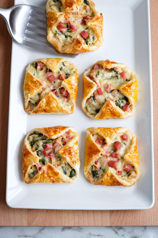 Ham and Cheese Spinach Puffs | 25+ Puff Pastry Dough Recipes