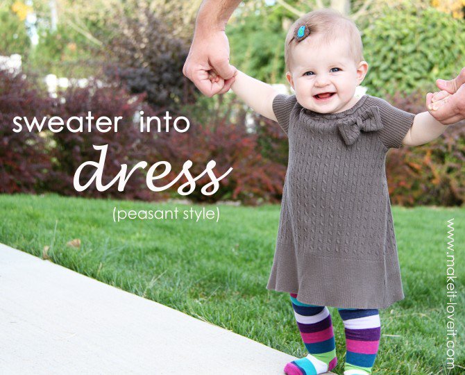 Sweater into dress (peasant style)