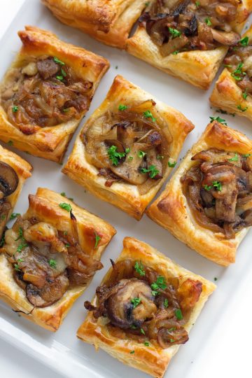 Gruyere Mushroom Caramelized Onion Bites | 25+ Puff Pastry Dough Recipes