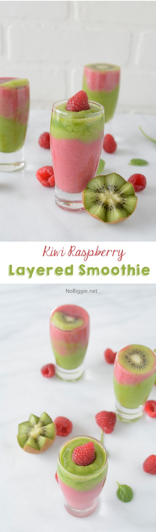 kiwi raspberry layered smoothie | NoBiggie.net