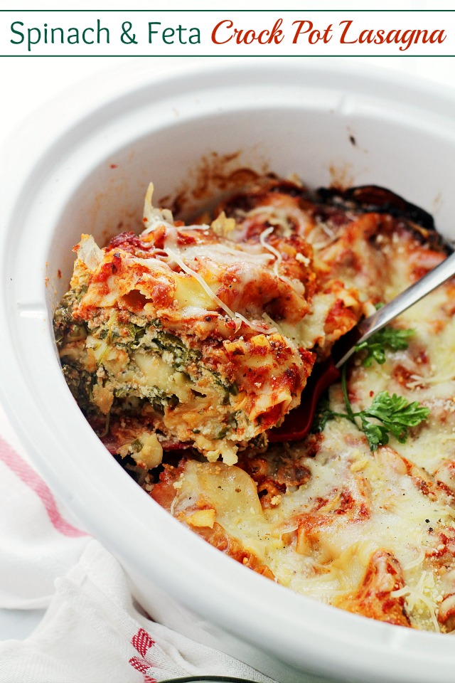 Spinach and Feta Crock Pot Lasagna | 25+ Lasagna Recipes
