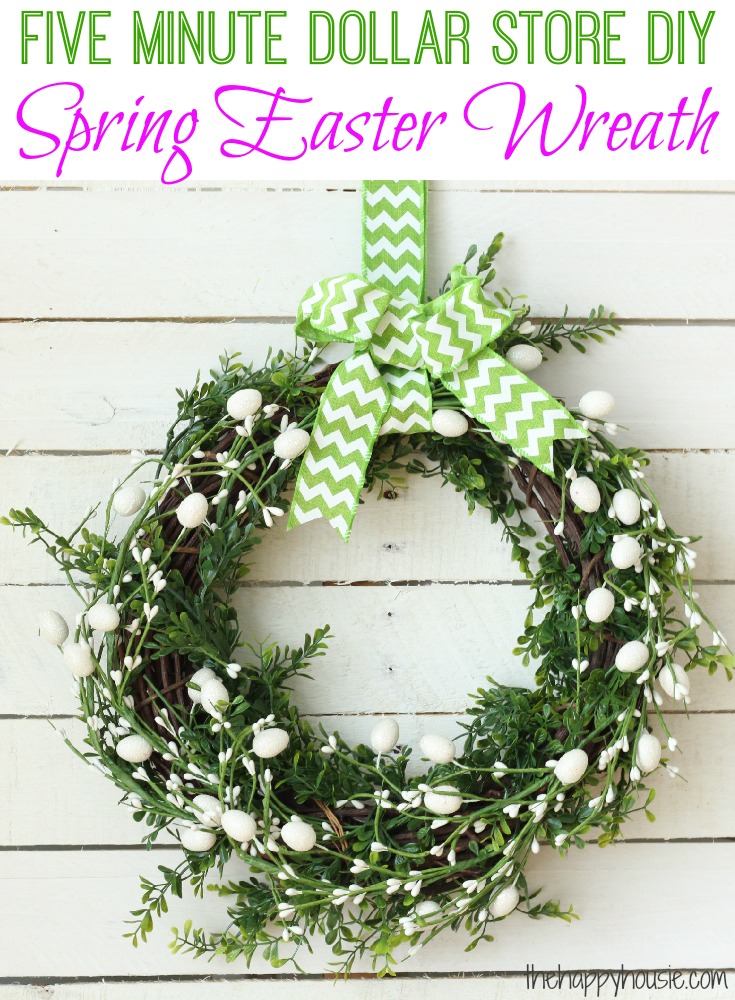 Five Minute Dollar Store DIY Spring Easter Wreath | 25+ Spring wreaths