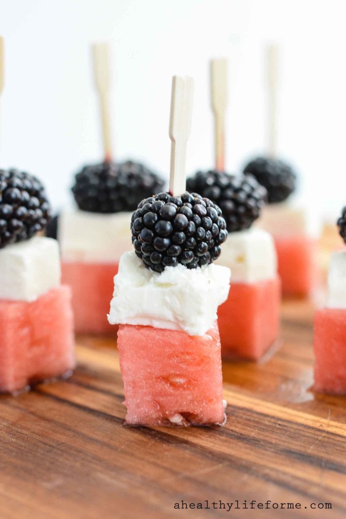 Watermelon Feta Blackberry Skewers | 25+ Fresh Berry Recipes