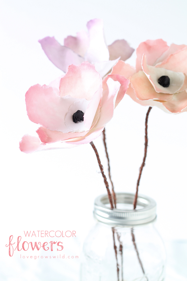 Acquerello Fiori / 25 + fiore di carta Artigianato