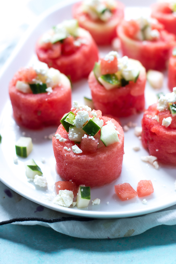 Watermelon, Cucumber and Feta Salad Cups | 25+ Watermelon recipes