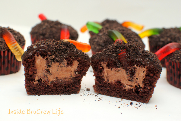 Pudding Filled Dirt Cupcakes |25+ Cupcake Recipes