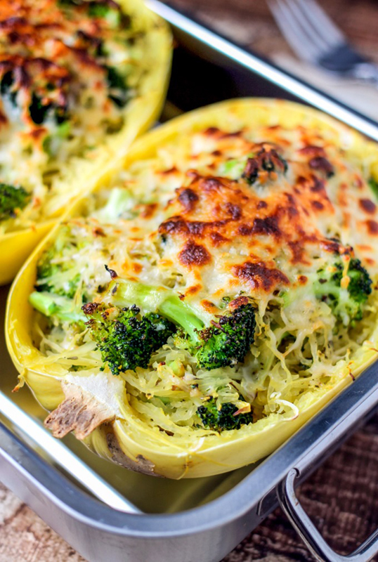 Broccoli & Cheese Stuffed Spaghetti Squash | 25+ Broccoli Recipes