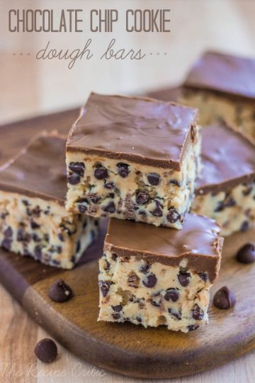Chocolate Chip Cookie Dough Bars| 25+ cookie dough recipes