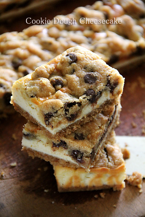 Chocolate Chip Cookie Dough Cheesecake Bar | 25+ cookie dough recipes