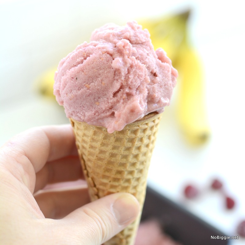 Two ingredient Raspberry Banana Ice cream | NoBiggie.net