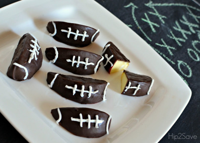 Chocolate Dipped Football Sliced Apples | 25+ Game Day Desserts