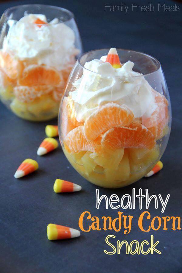 candy corn parfait | 25+ Healthy Halloween Food