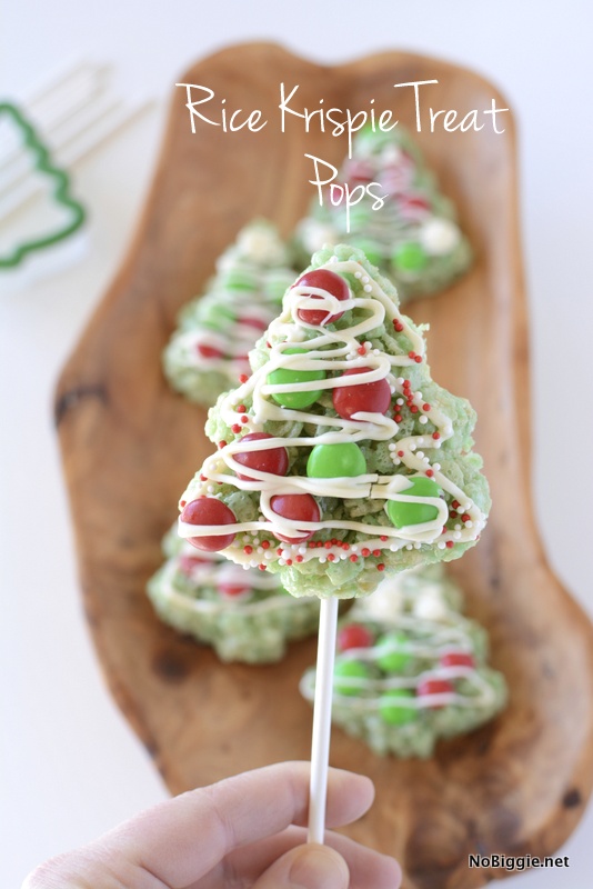 Rice Krispie Treat Tree Pops | 25+ Edible Christmas Gifts
