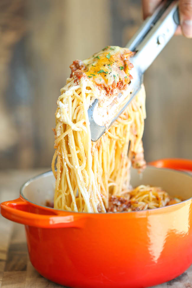 Baked Cream Cheese Spaghetti | 25+ Cream Cheese Recipes