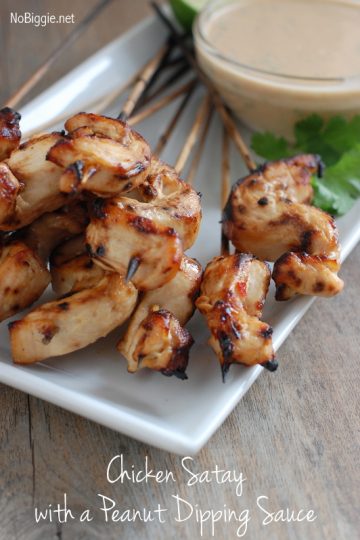 Chicken Satay With Peanut Dipping Sauce | 25+ High Protein Recipes | NoBiggie.net