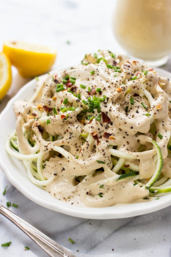 Vegan Lemon Cream Sauce Zucchini Noodles | 25+ Zoodle Recipes