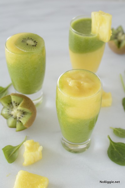 pineapple kiwi layered smoothies | NoBiggie.net