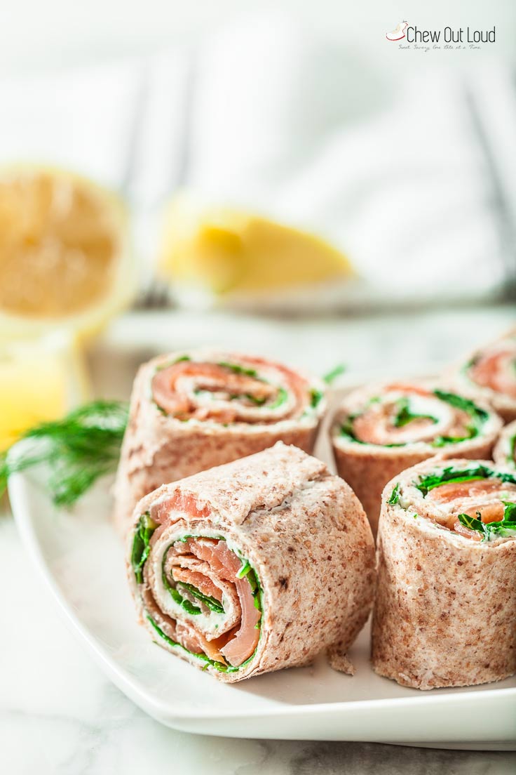 Smoked Salmon Roll Ups with Creamy Lemon Dill Spread | 25+ Rollups and Pinwheels