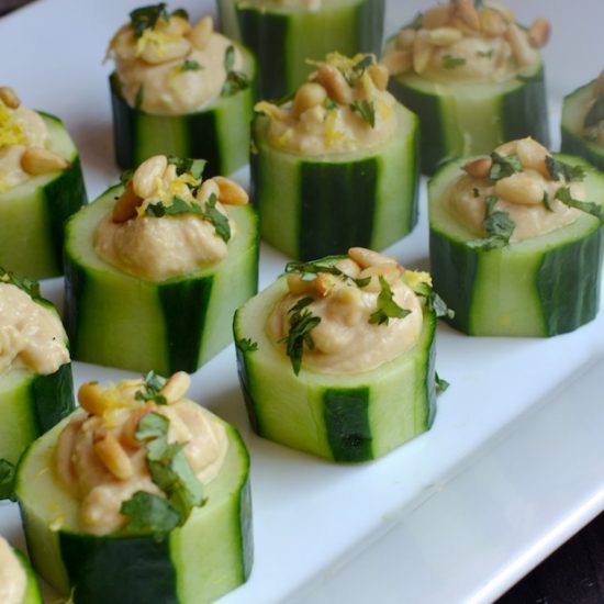 Hummus Cucumber Cups | 25+ Easy No Cook Appetizers