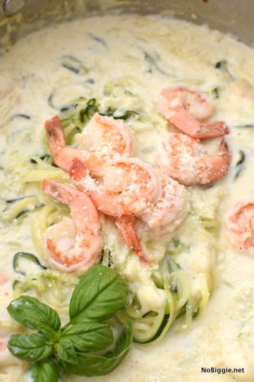 One Pot Creamy Shrimp with Zucchini Noodles | NoBiggie.net