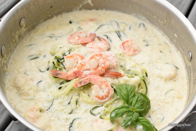 One Pot Creamy Shrimp with Zucchini Noodles | NoBiggie.net