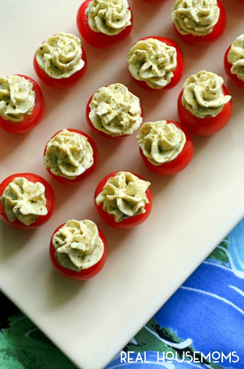 Pesto Stuffed Tomatoes | 25+ Easy No Cook Appetizers