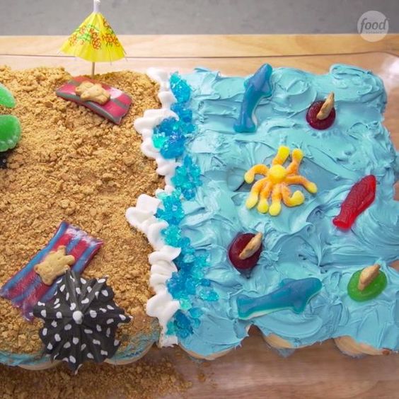 Beach Cupcake Cake | 25+ Cupcake Birthday Cake Ideas