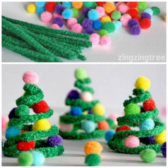 pipe cleaner Christmas Tree | Ornaments kids can make | NoBiggie.net
