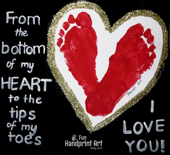 Footprint Heart | 25+ Valentine Crafts for Kids