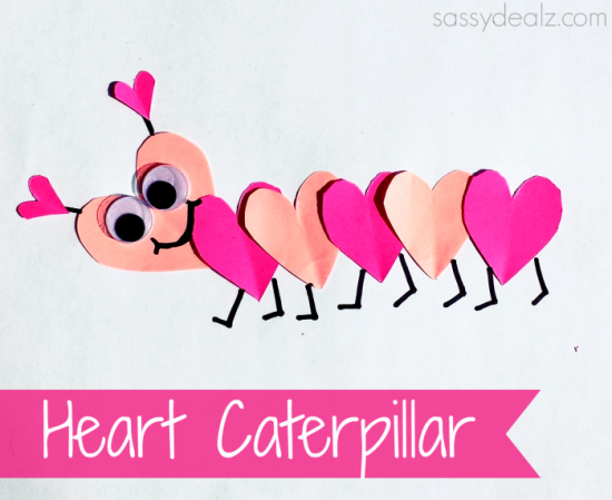 Heart Caterpillar | 25+ Valentine Crafts for Kids