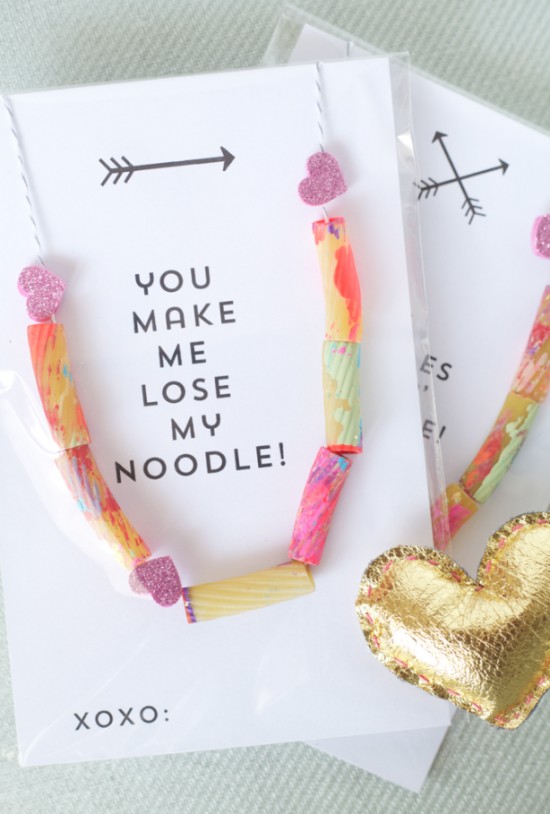 Noodle Necklace | 25+ Valentine Crafts for Kids