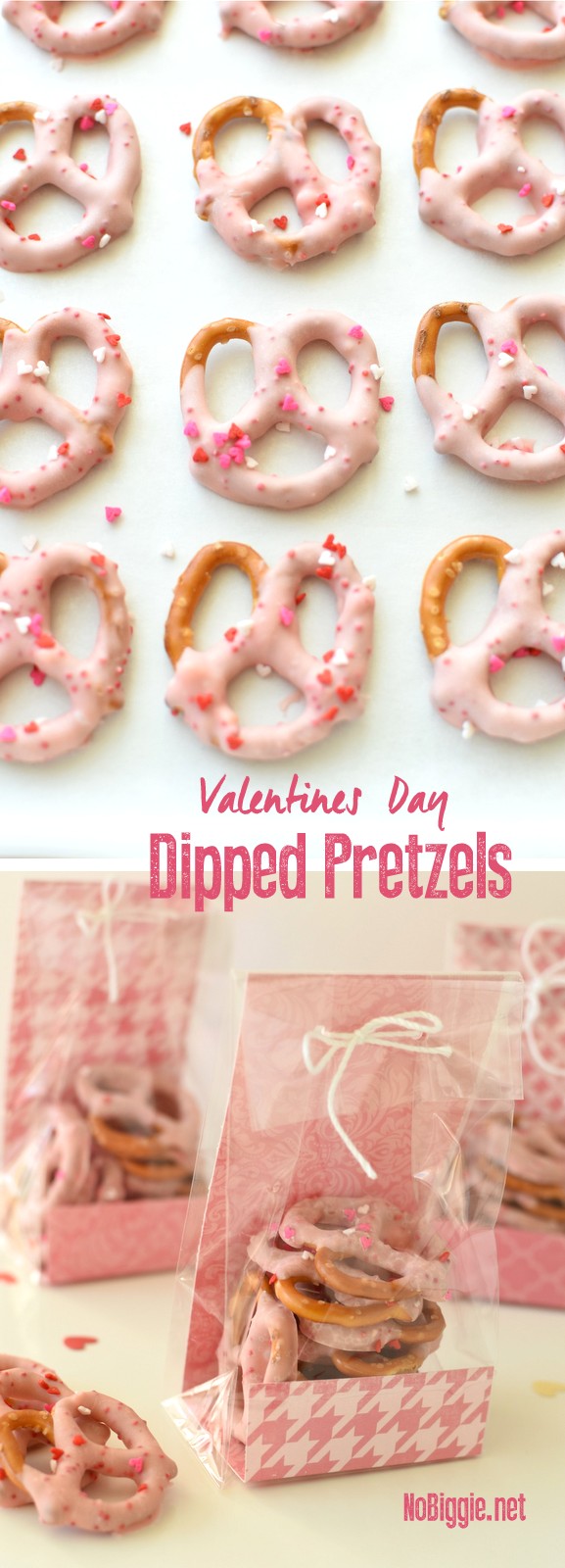 Valentine Pretzels dipped + sprinkles | NoBiggie.net