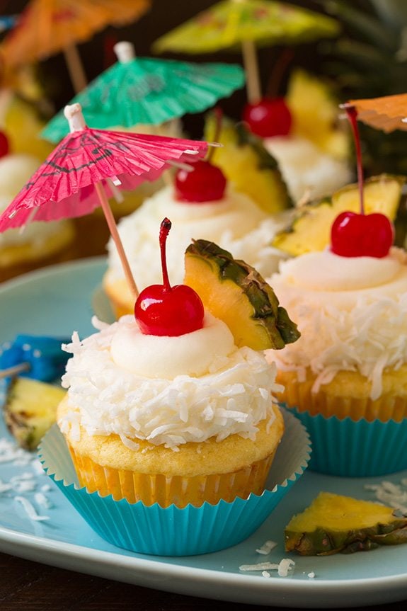 Pina Colada Cupcakes | 25+ Hawaiian Party Foods