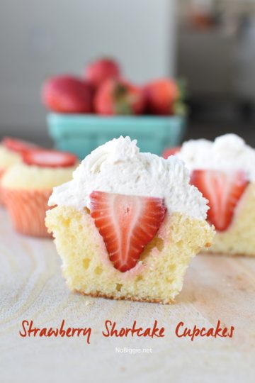 strawberry shortcake cupcakes with whole strawberry inside