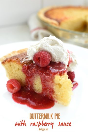buttermilk pie with warm raspberry sauce