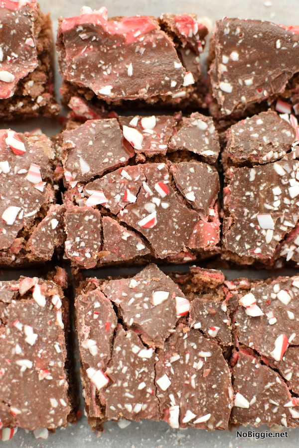 peppermint crunch brownies with candy canes
