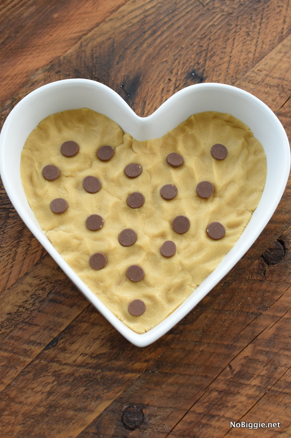 heart shaped chocolate chip cookie dough