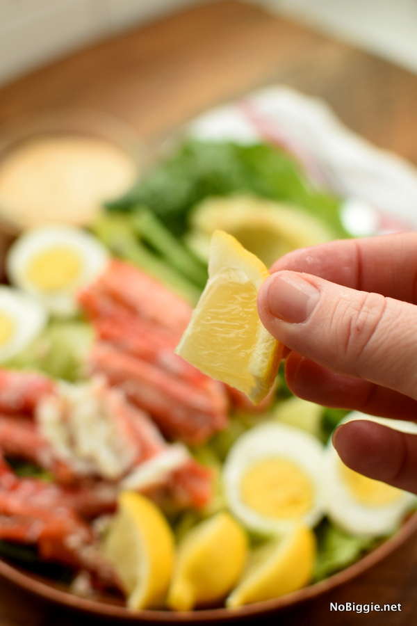 Crab Louie Salad with a lemon squeeze