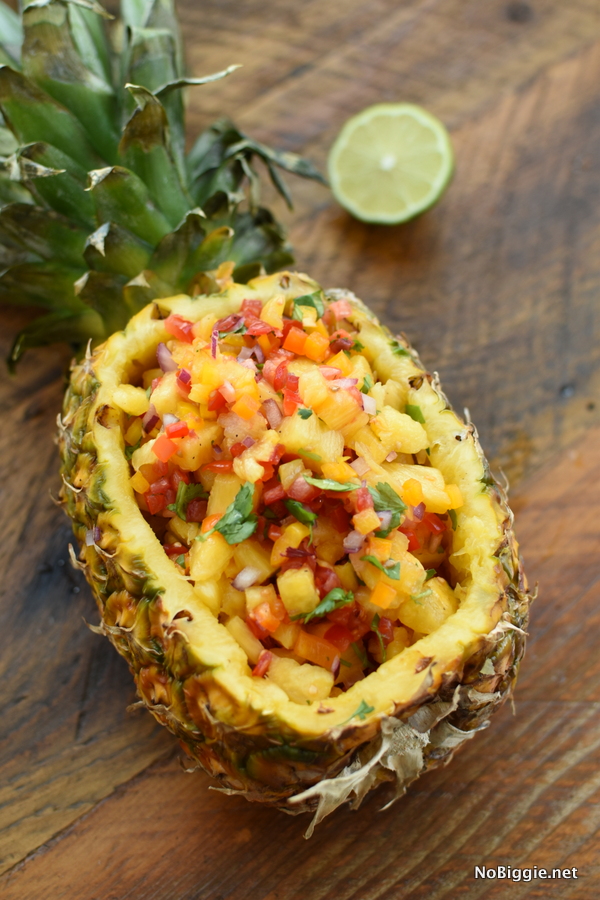 pineapple salsa served in a pineapple