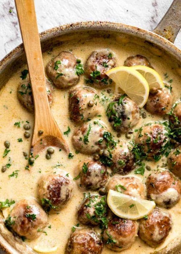 Creamy Lemon Chicken Piccata Meatballs | 25+ Meatball Recipes