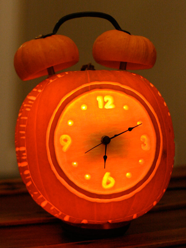 Alarm Clock Carved Pumpkin | 25+ Creative Carved Pumpkins