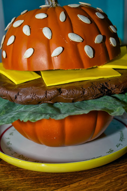 Cheeseburger Carved Pumpkin | 25+ Creative Carved Pumpkins