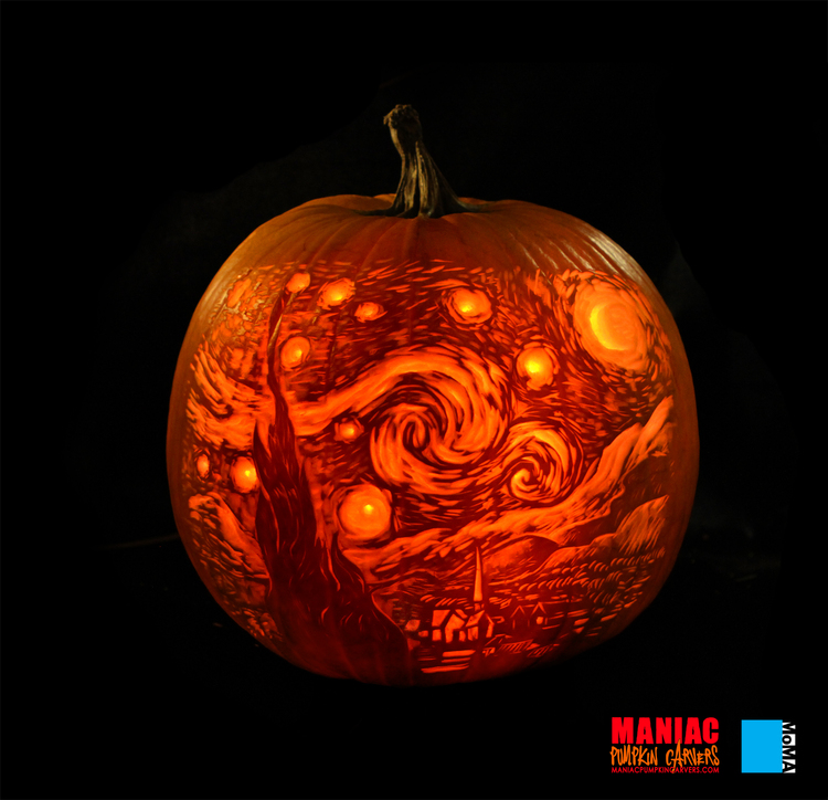 Starry Night Carved Pumpkin | 25+ Creative Carved Pumpkin