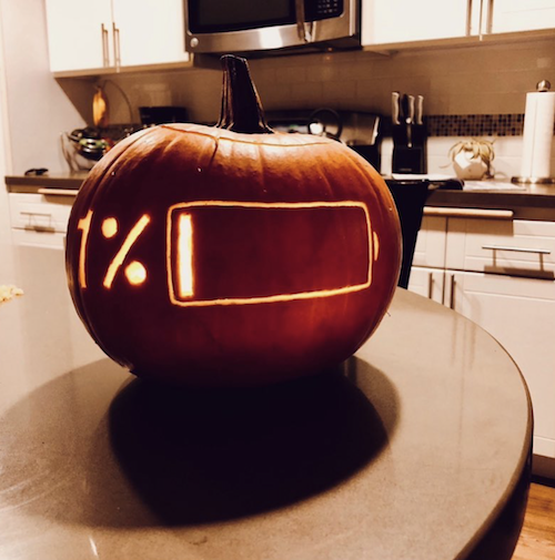 1% battery carved pumpkin