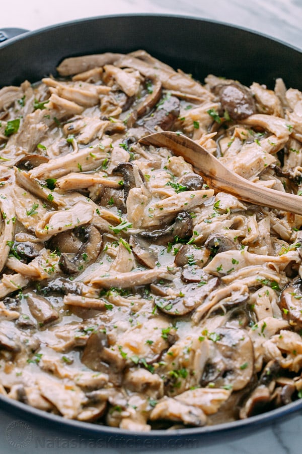 Turkey in creamy mushroom sauce | 25+ MORE leftover turkey recipes