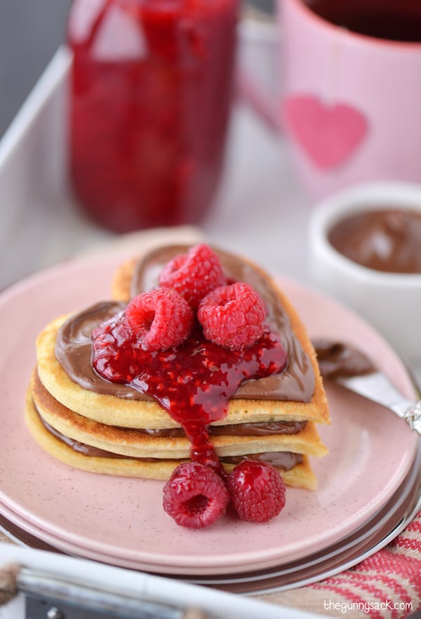 Raspberry Chocolate Buttermilk Heart Pancakes | 25+ MORE Heart Shaped Food