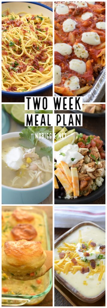 Two Week Meal Plan | NoBiggie